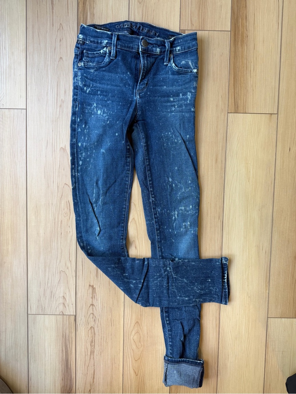 Citizens Of Humanity Dark Blue Skinny Jeans with Painted Detail